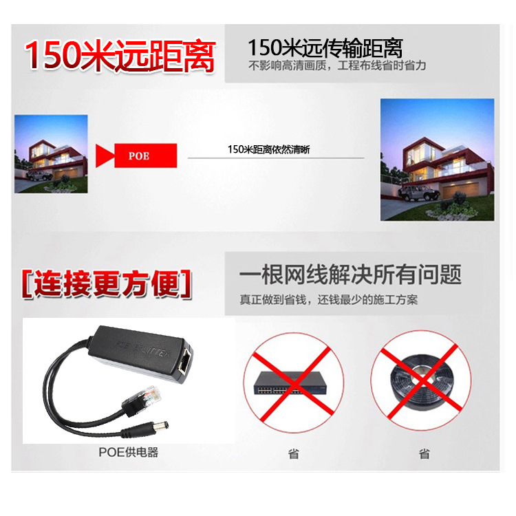 Straight-a través del interruptor separador POE48 a 12V equipo de red de monitoreo Adaptador de módulo de fuente de alimentación