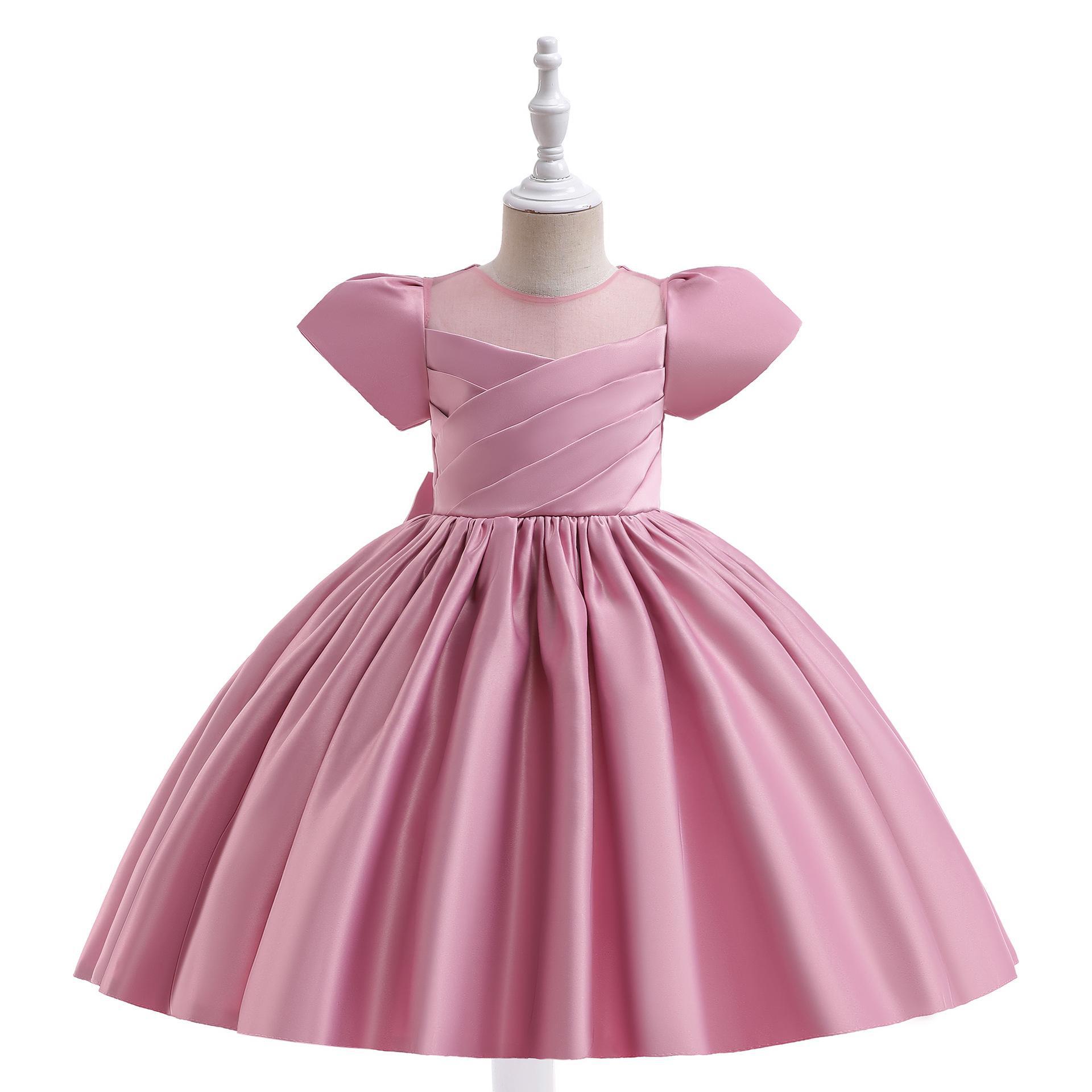 歐美童禮服兒童公主裙 鍛布蝴蝶結女童模特走秀晚禮服kids dress