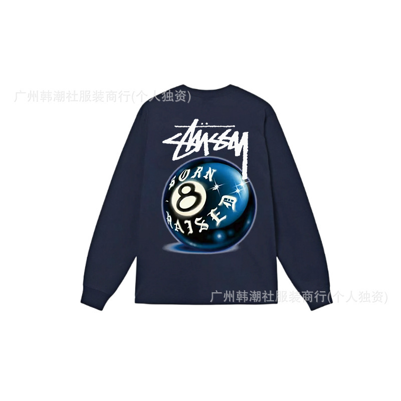 25S跨境斯图西长袖印花t恤美式潮牌STUSSY圆筒布休闲宽松男女同款|undefined