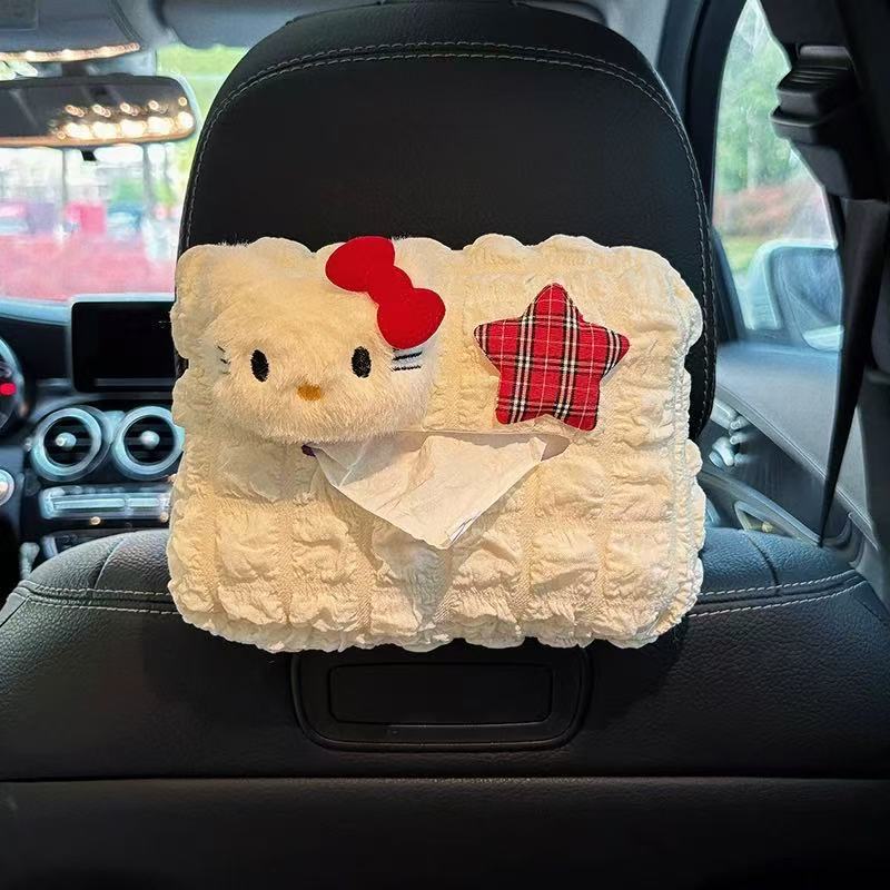 hellokitty车载纸巾盒汽车抽纸盒车内装饰品可爱卡通纸巾袋挂式|undefined