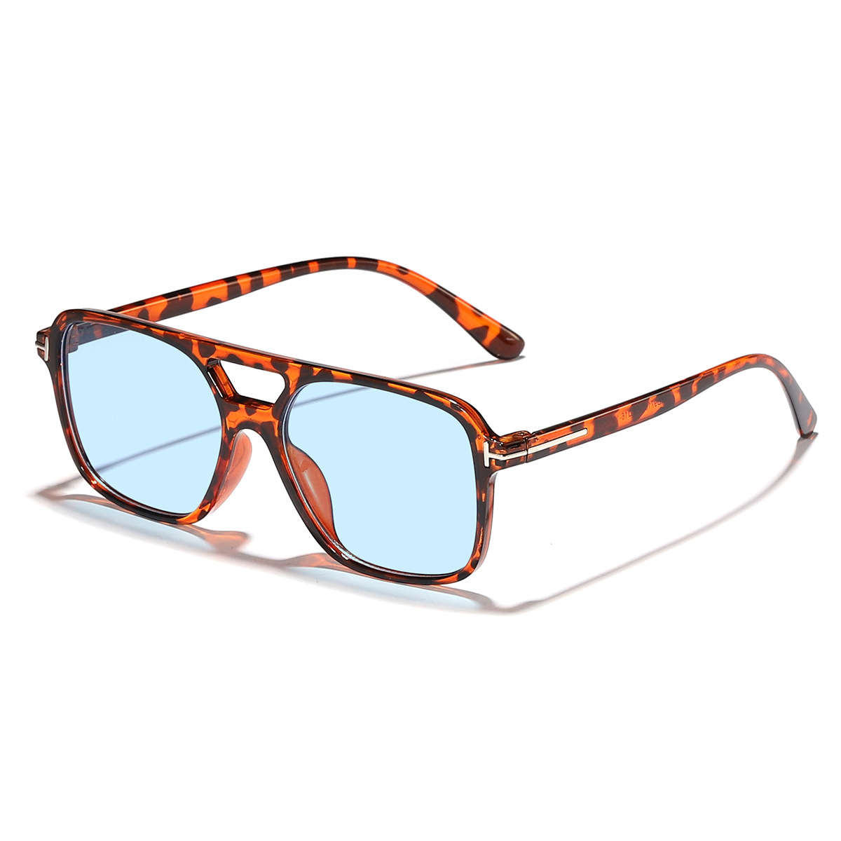 2024 nuevo europeo y americano en forma de T cuadrado doble haz gafas de sol moda retro calle tiro desgaste esencial gafas de moda