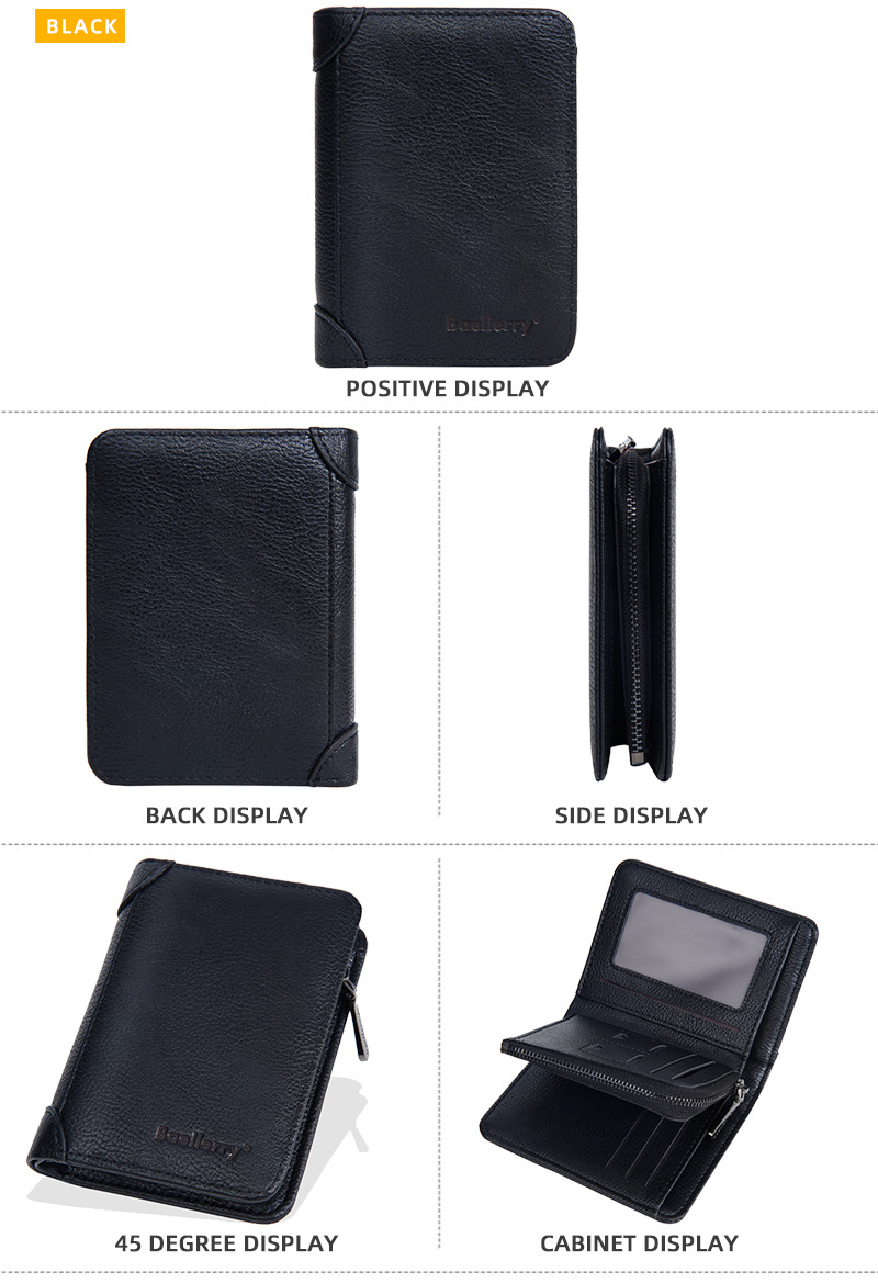 69g Weight Polyester Lining Material Zipper Closure Type Small Wallets Bags Type 1 Piece Quantity Daily Occasion Pu Leather Material Solid Color Pattern All Seasons Season Men's Gender Sewing Thread Design Business Style Square Shape Men's Solid Color Pu Leather Zipper Small Wallets 8