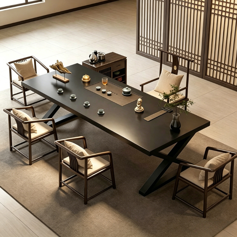 Mesa de té de madera maciza en una mesa de oficina de dos usos 2026 nueva mesa de té de oficina sala de recepción de alta gama mesa de té
