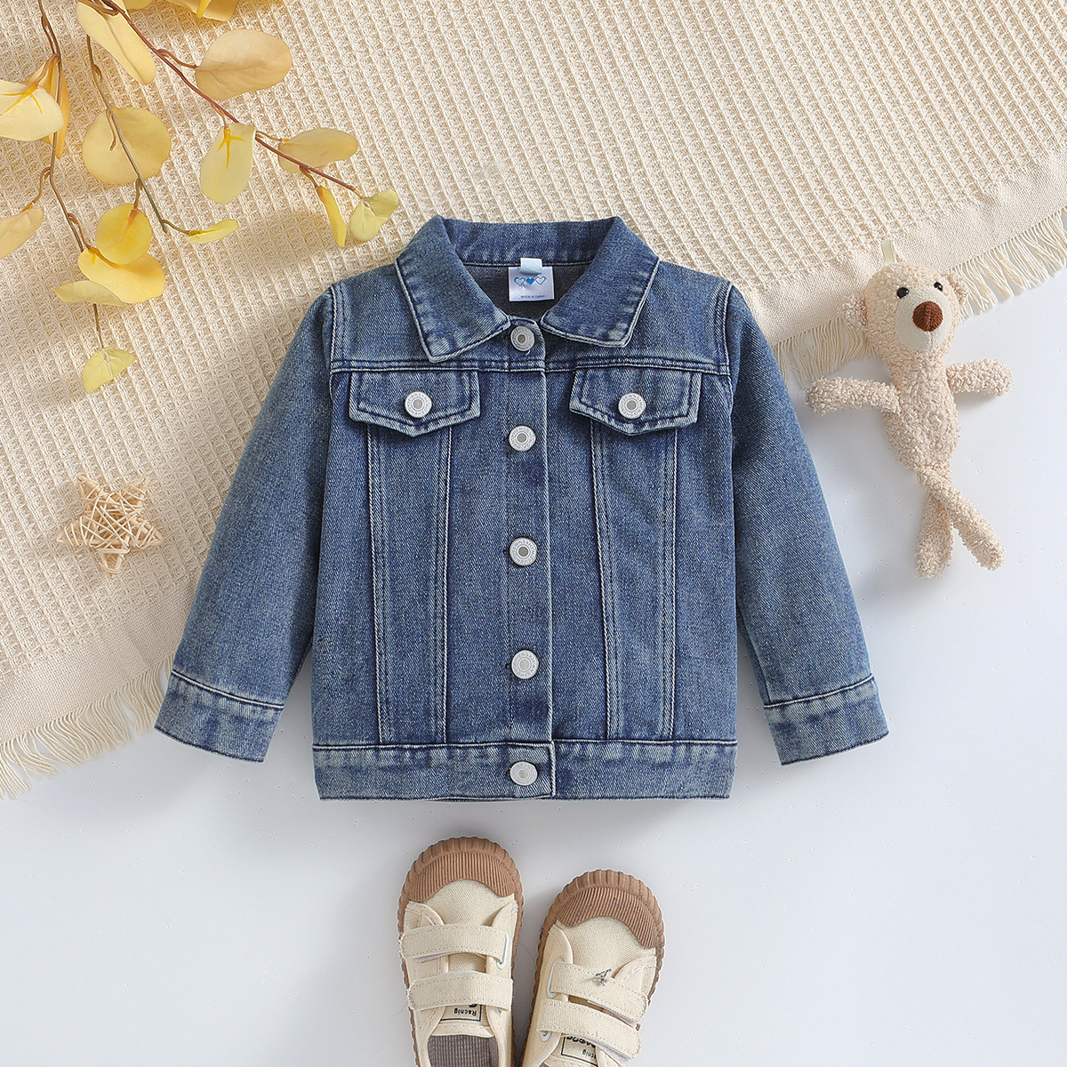 Samgamibaby Children's Baby Denim Jacket New Men's Spring and Autumn Long Sleeve Alphabet Casual Top Trendy