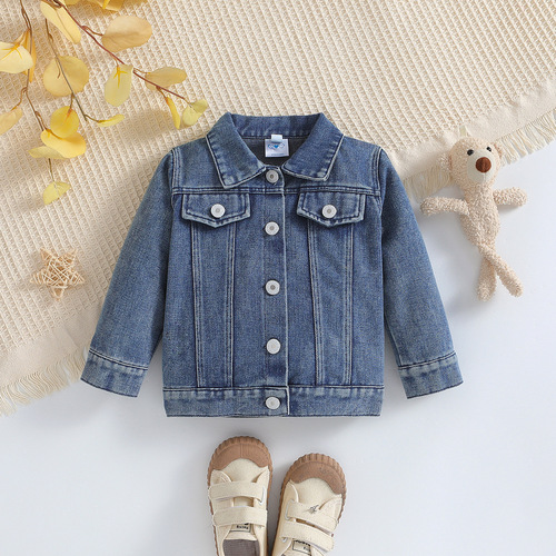 Samgamibaby Children's Baby Denim Jacket New Men's Spring and Autumn Long Sleeve Alphabet Casual Top Trendy