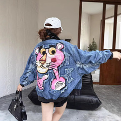 复古牛仔外套美式高街女宽松bf慵懒风洋气嘻哈怀旧棒球潮牌风上衣