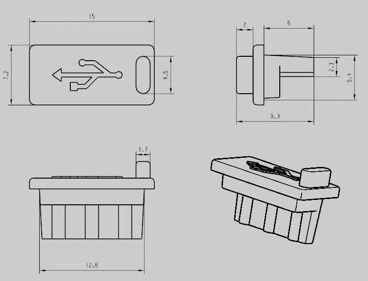 Versorgung USB Typ-C Buchse staubdichter Gummistopfen Silikonenstopfen TYPE-C weiblich Silikonenstopfen Gummistopfen