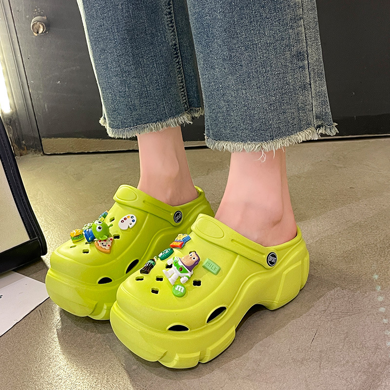 2023 Summer New High Height Slimming Platform EVA Lightyear Beach Shoes Outer Wear Women's Hole Shoes