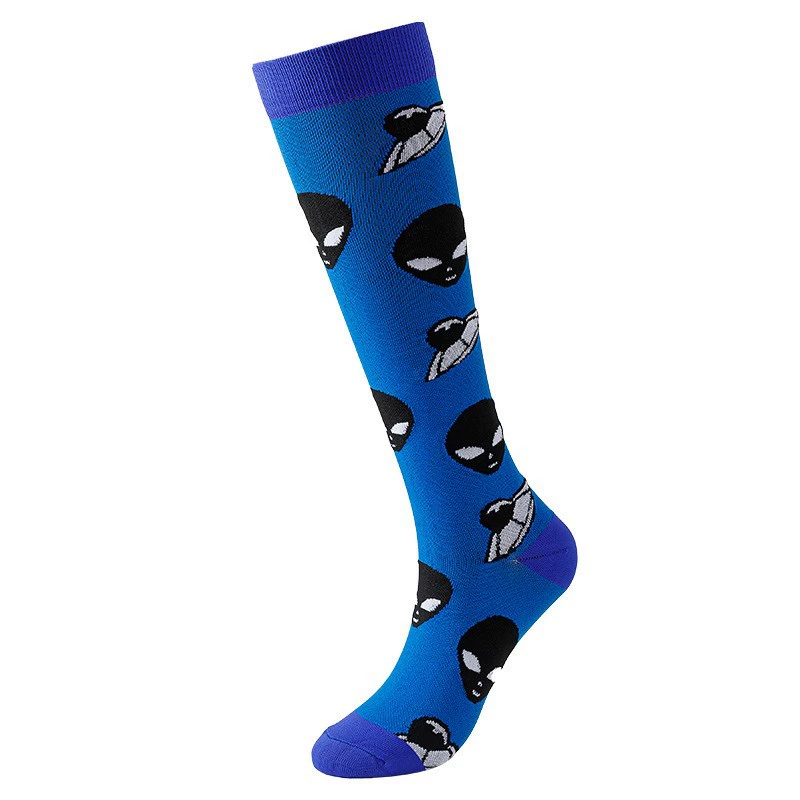 Compression Running Socks, Unisex Jacquard Knee-High Socks, Multiple Patterns, S/M & L/XL