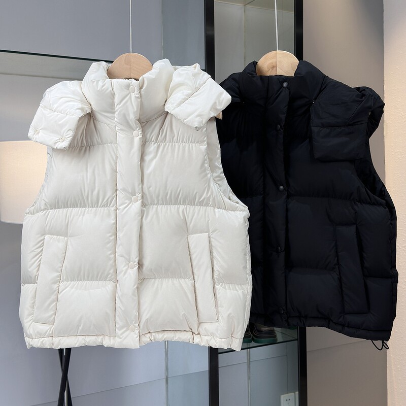 Lulu-style down cotton vest with hood, Lujia 2026 new jacket, simple and versatile women's vest Lulu-style down cotton vest with hood, Lujia 2026 new jacket, simple and versatile women's vest