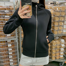 小个子春秋季修身连帽拉链瑜伽上衣外套女2025新款爆款黑色卫衣