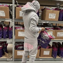 Synaworld 运动衫运动裤两件套Y2k字母刺绣超大连帽衫运动裤套装