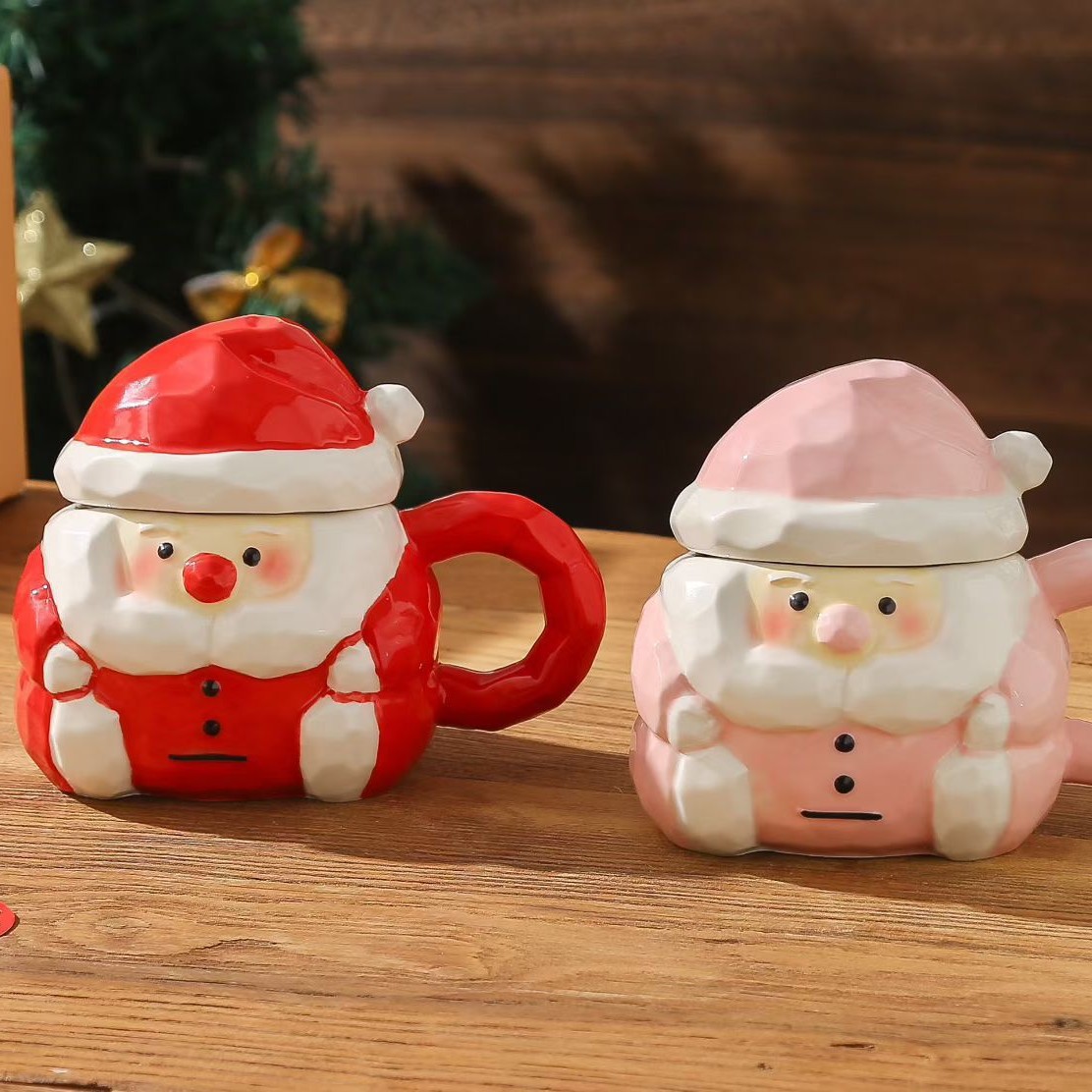 Nueva taza de Papá Noel de cerámica lindo regalo de Navidad creativo dibujos animados taza de agua de cerámica pintada a mano taza de Mark