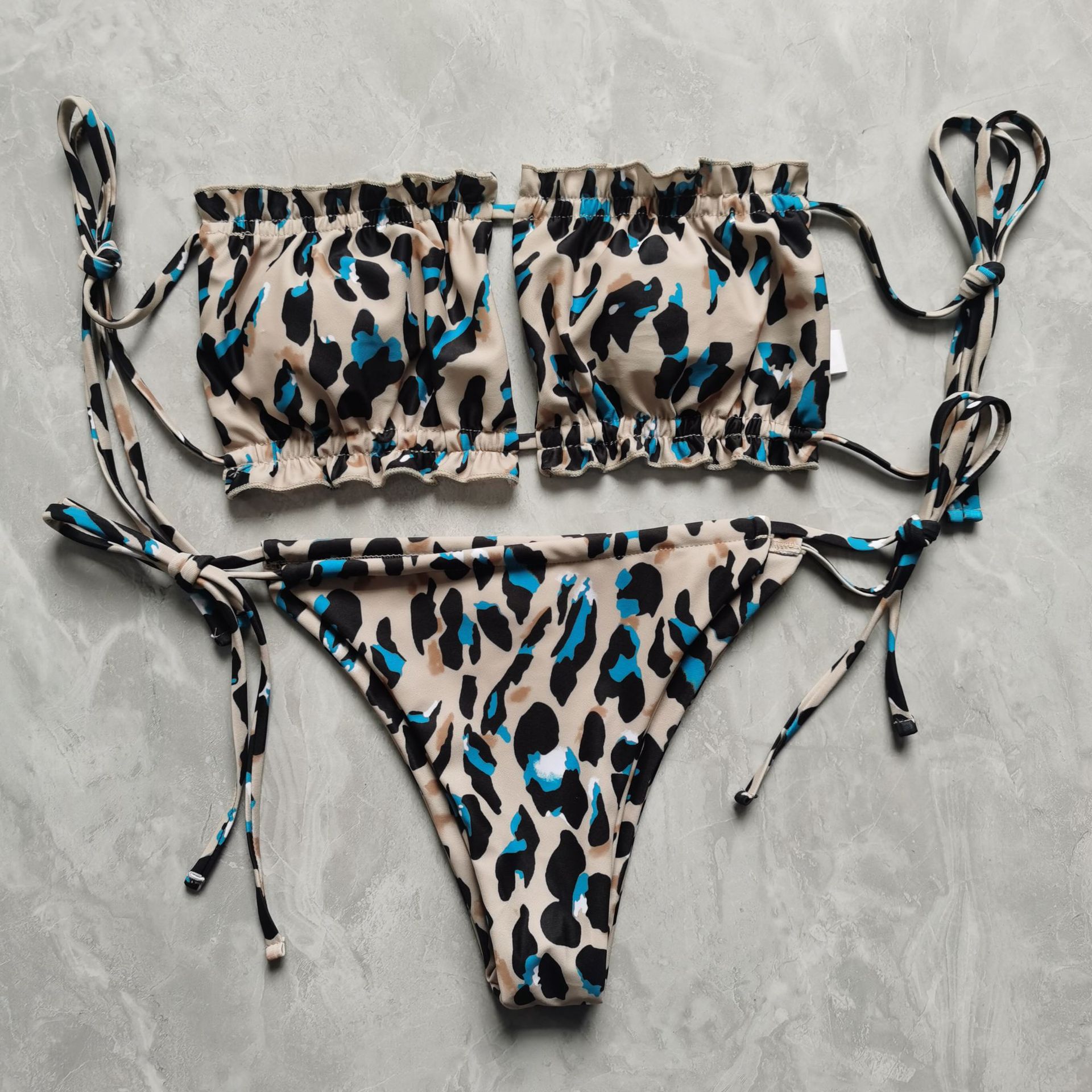 Breathable Function Ditsy Floral, Solid Color, Leopard Pattern Full Coverage Bra Cup Women'S Gender Women's Ditsy Floral Solid Color Leopard 2 Piece Set Bikinis
