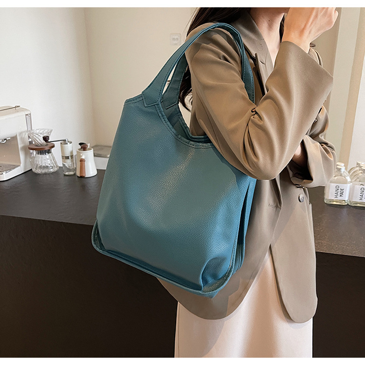 Wholesale Foreign Trade European and American Style Tote Bag, Leather Large Capacity Bucket Bag, Casual Versatile Shoulder Underarm Bag, Garbage Bag