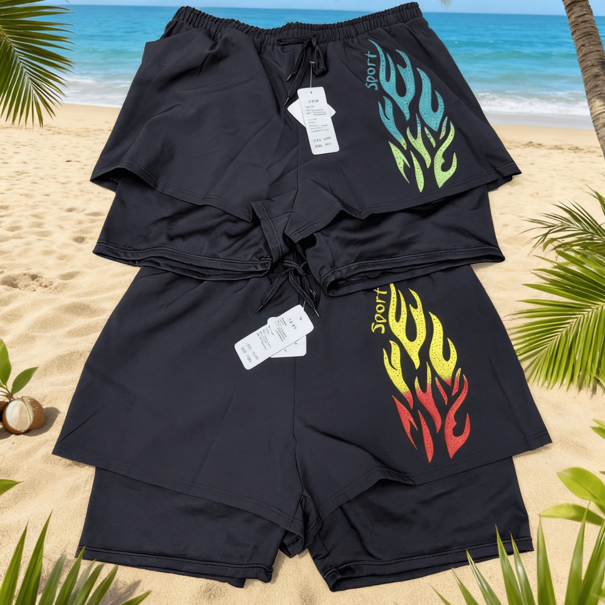 Men's Swimming Trunks 2026 New Style Loose-Fitting Swim Shorts Professional Double-Layer Anti-Embarrassment Swimwear Beach Shorts Swimming Gear Set