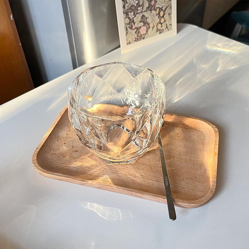 New Chinese-Style Teahouse Glass Cup Creative Mountain-View Cold Brew Coffee Cup Transparent Cup Wine Bottle Small Wine Glass Tray Set