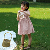 Summer small princess costume, evening dress, with embroidery