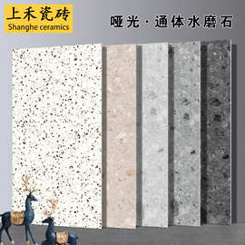 通体水磨石瓷砖600x1200客餐厅防滑地砖酒店民宿灰色哑光仿古墙砖