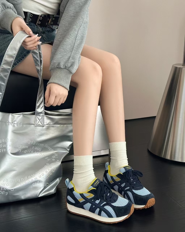女性用本革トレーニングシューズ2025秋新作韓国版ソフトソール足が疲れにくいカラーマッチング多用途カジュアルスポーツランニングシューズ|undefined