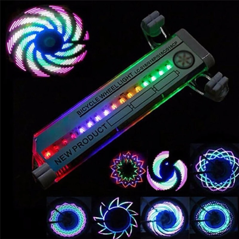 Bicycle 16LED spoke lights colorful hot wheels night riding warning colorful steel wire lights mountain bike equipment