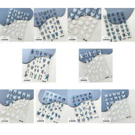 儿童浮雕美甲贴纸定制小批量3D 5D成人指甲贴花定做UV印刷手账贴