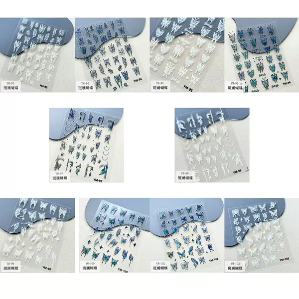 Children's embossed nail art stickers custom small batch 3D 5D adult nail decals custom UV printing hand account stickers
