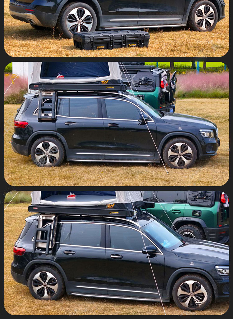 Semi-Automatic Side Tent for Car, Outdoor Camping, Self-Driving Tour, Sunshade and Rain Shelter, Car-Mounted Canopy