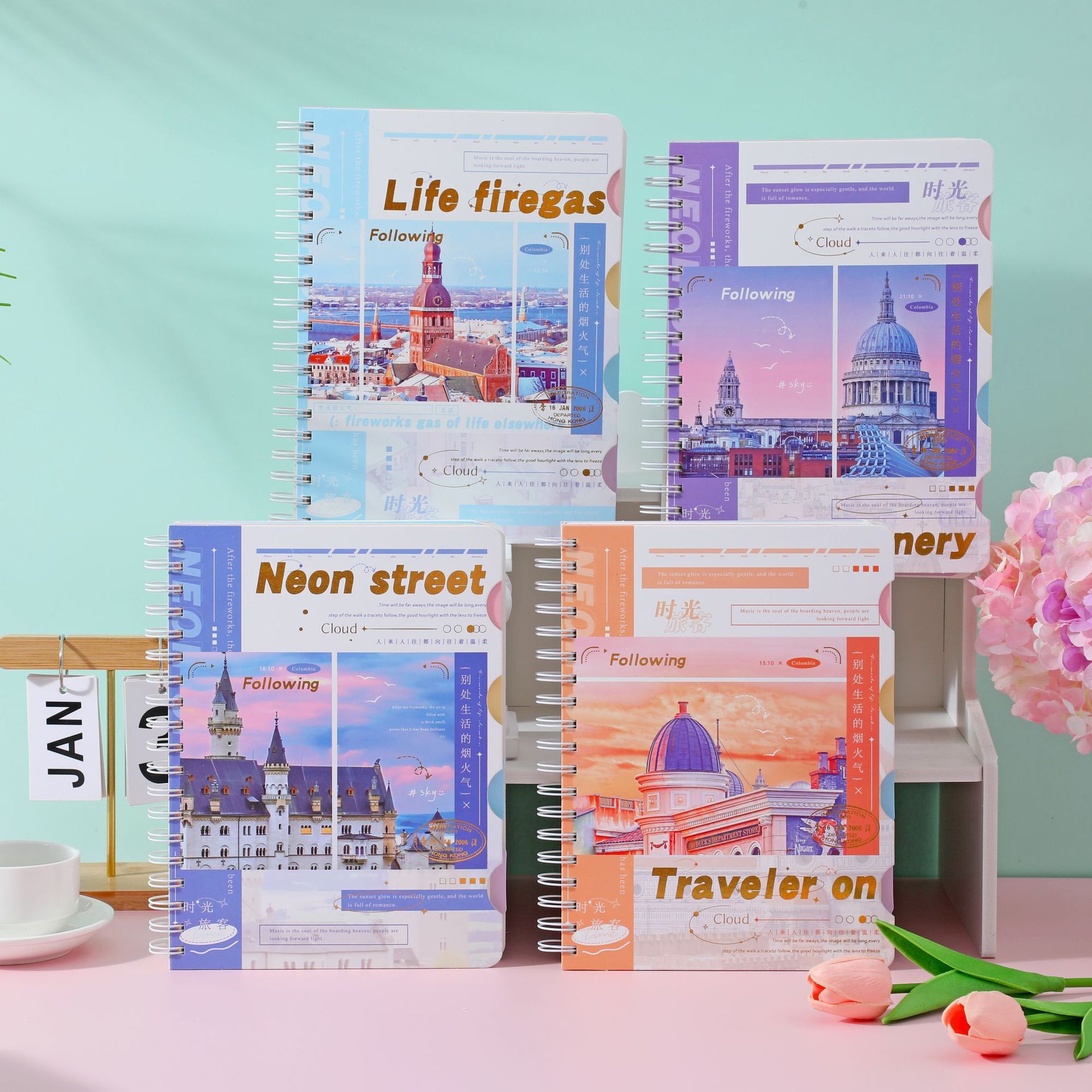 Book Notepad Diary Office Meeting Record Hand Ledger Planner Scenery Student Classroom Book Wholesale