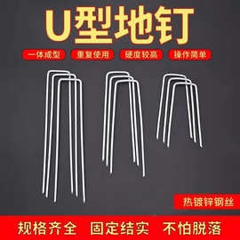 U型地钉镀锌钢丝防草布地布钉草坪地膜三维网固定园艺钉绿植