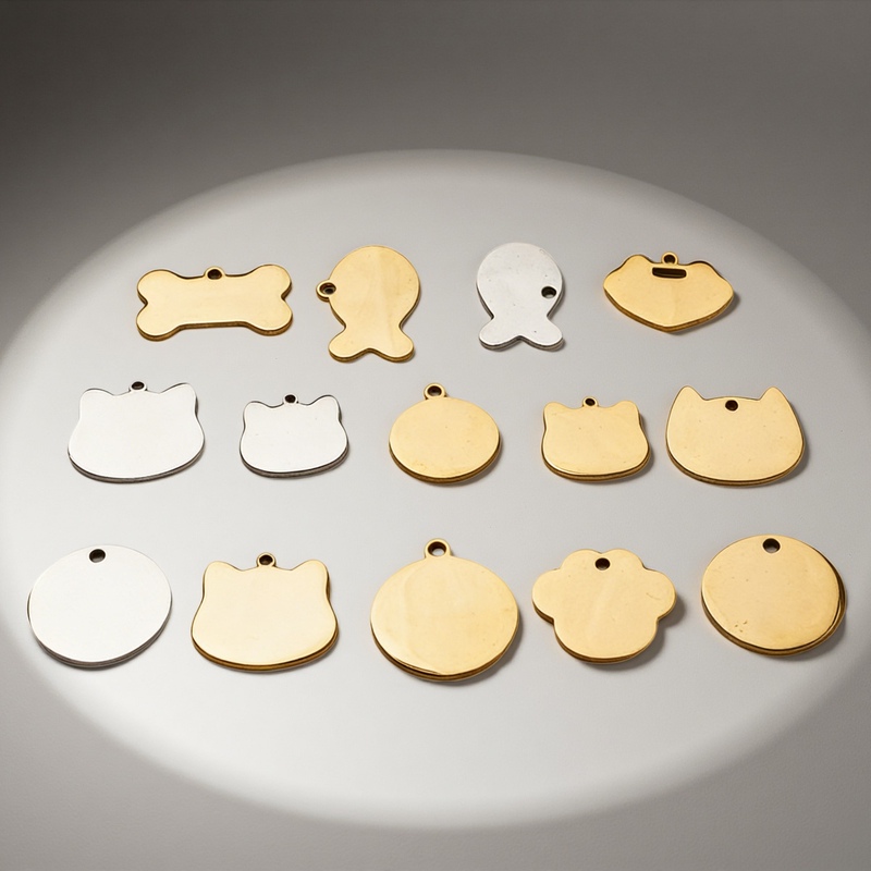 Stainless Steel Cross-Border Pet Tags for Cats and Dogs, Customizable with Engraving, DIY Cat and Dog Tags, Keychain Tags