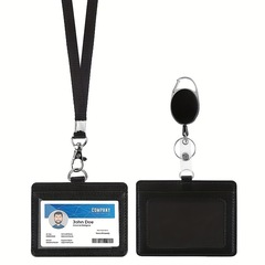 Cross-border Amazon best-selling PU work pass card holder work badge badge lanyard employee brand bus access card holder