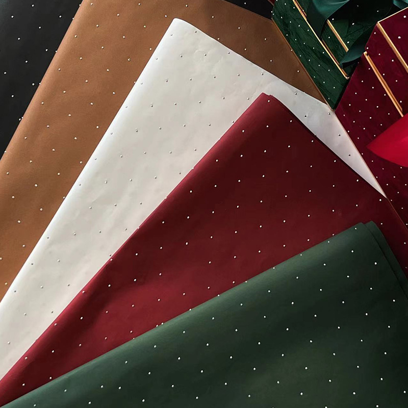 圣诞节轻奢镶钻幻影花束包装纸鲜花手工diy材料花店花艺包花纸
