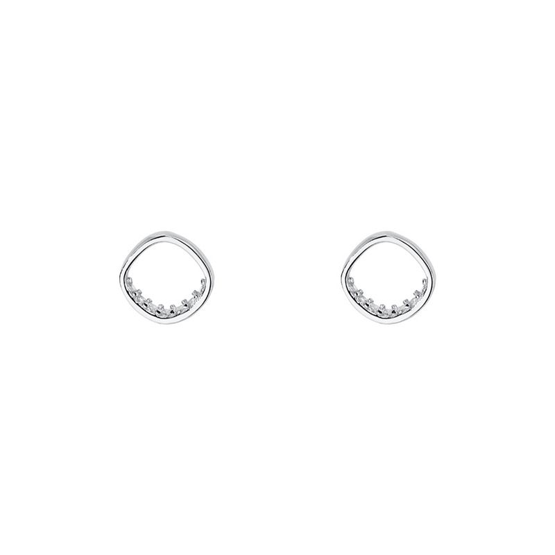 Boucles d'oreilles micro-incrustées de zircons circulaires creux pour femmes, en argent pur, avec un design géométrique polyvalent et_voghion.com