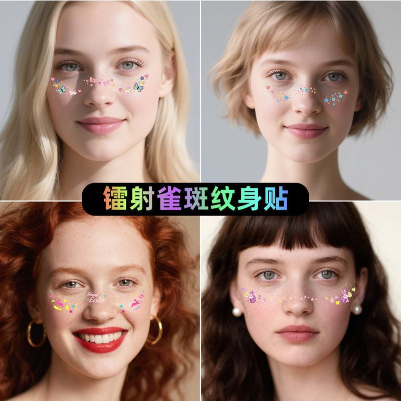 欧美跨境复活节雀斑脸贴复活蛋妆容脸部可爱兔子纹身贴节日tattoo|undefined