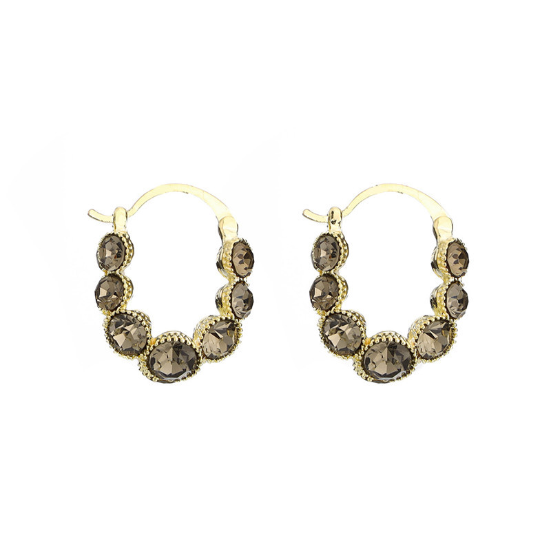 Pendientes de anillo de diamantes de imitación gris de diseño de nicho único y simple de Corea del Sur Pendientes de todo fósforo de temperamento