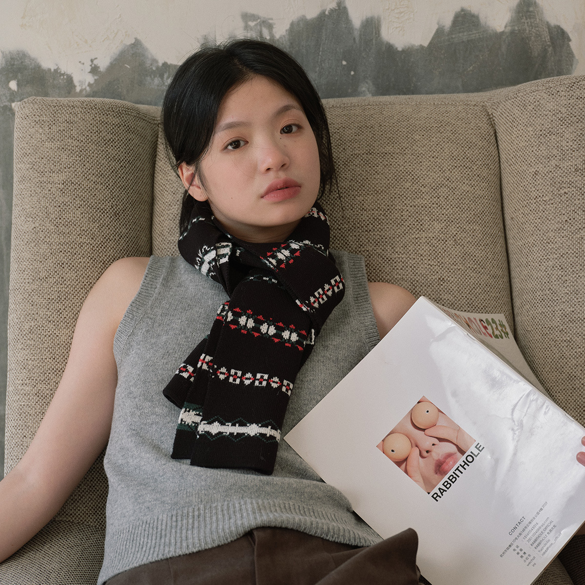 alrigh designer model classic christmas knitted jacquard striped scarf for men and women autumn and winter with wool scarf