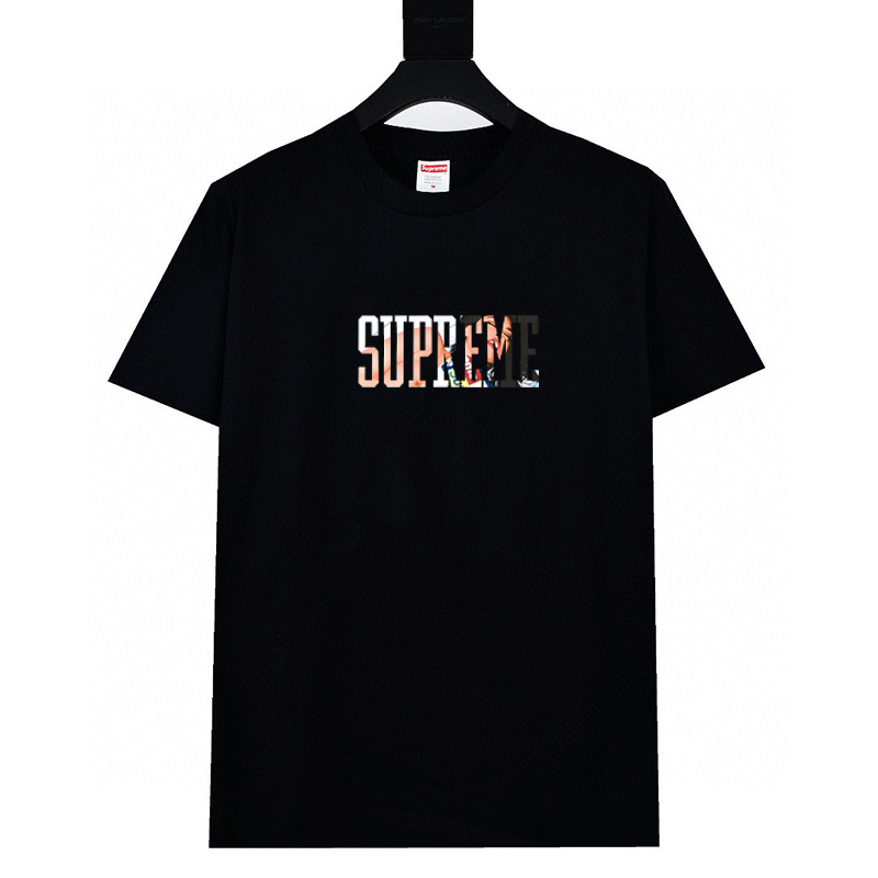 ヘビーウェイトクロスボーダー アメリカンファッション Supreme レタープリント Tシャツ BOX ラウンドネック 半袖 メンズ レディース ゆったり カジュアル Tシャツ 男女兼用