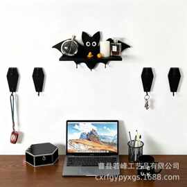 现货万圣节墙面壁挂式置物架玄关钥匙挂钩哥特式棺材造型衣帽钩