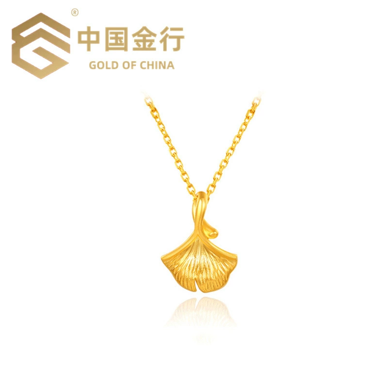 Китайское ювелирное изделие: кулон из чистого золота 999 пробы в форме листа гинкго с цепочкой, горячий товар, подарок