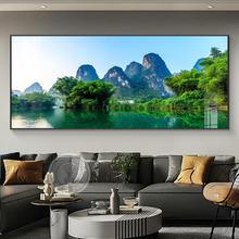 网红头桂林水风景画现代简约客厅沙发背景墙装饰挂山画卧室床晶瓷