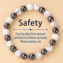 厂家批发黑胆石白松石手链串珠男女手工天然石手串时尚百搭