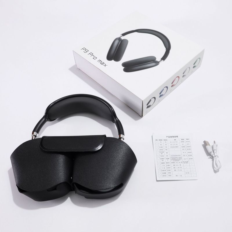 爆款P9 Pro max头戴式蓝牙耳机无线降噪带麦重低音运动插卡带皮套|undefined