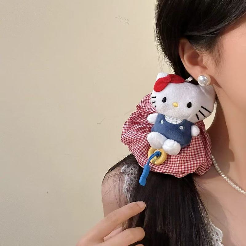 新しい kt 人形ヘアバンドチェック柄生地ヘアバンド 2025 新しいパーソナライズされた韓国のかわいいヘアバンド帽子|undefined
