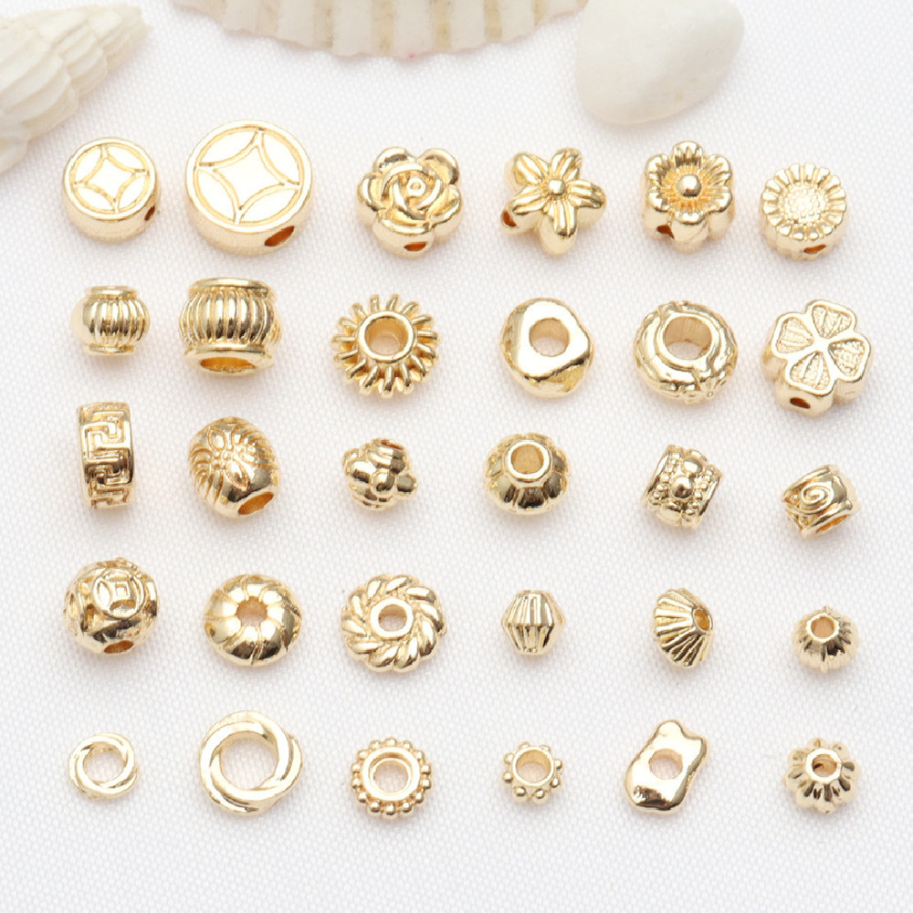 14k包金保色隔珠圆形花托串珠隔片 diy手链项链饰品配件散珠批发