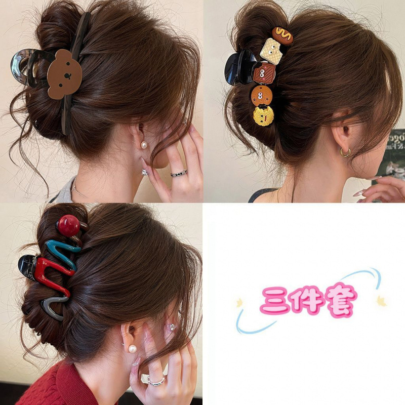 女性用のキュートでかわいいクマのヘアクリップ、2025年の新しいハイエンドのサメのヘアクリップ、後頭部のヘアクリップ、ヘアクリップ|undefined