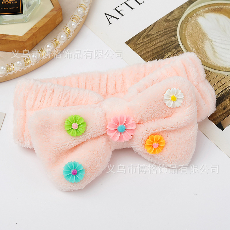 Nueva diadema de ala ancha mujer dibujos animados tridimensional pequeña flor arco cara lavado maquillaje deportes pelo banda maquillaje accesorios para el pelo