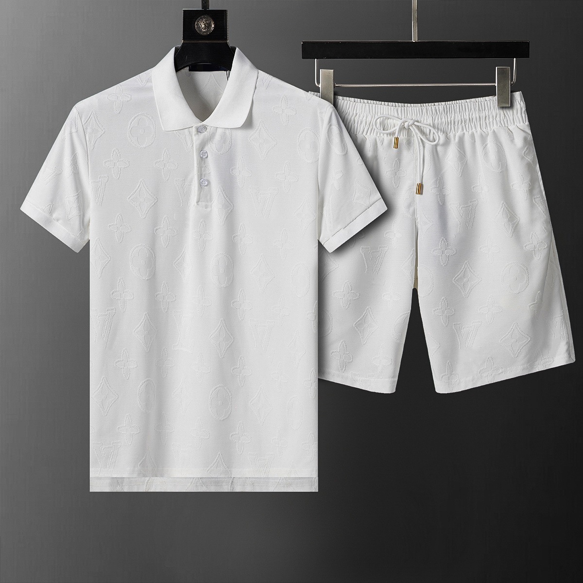Cross-border versión correcta polo manga corta set de collar de verano clásico toalla de hombre bordado casual Europa y América explosión