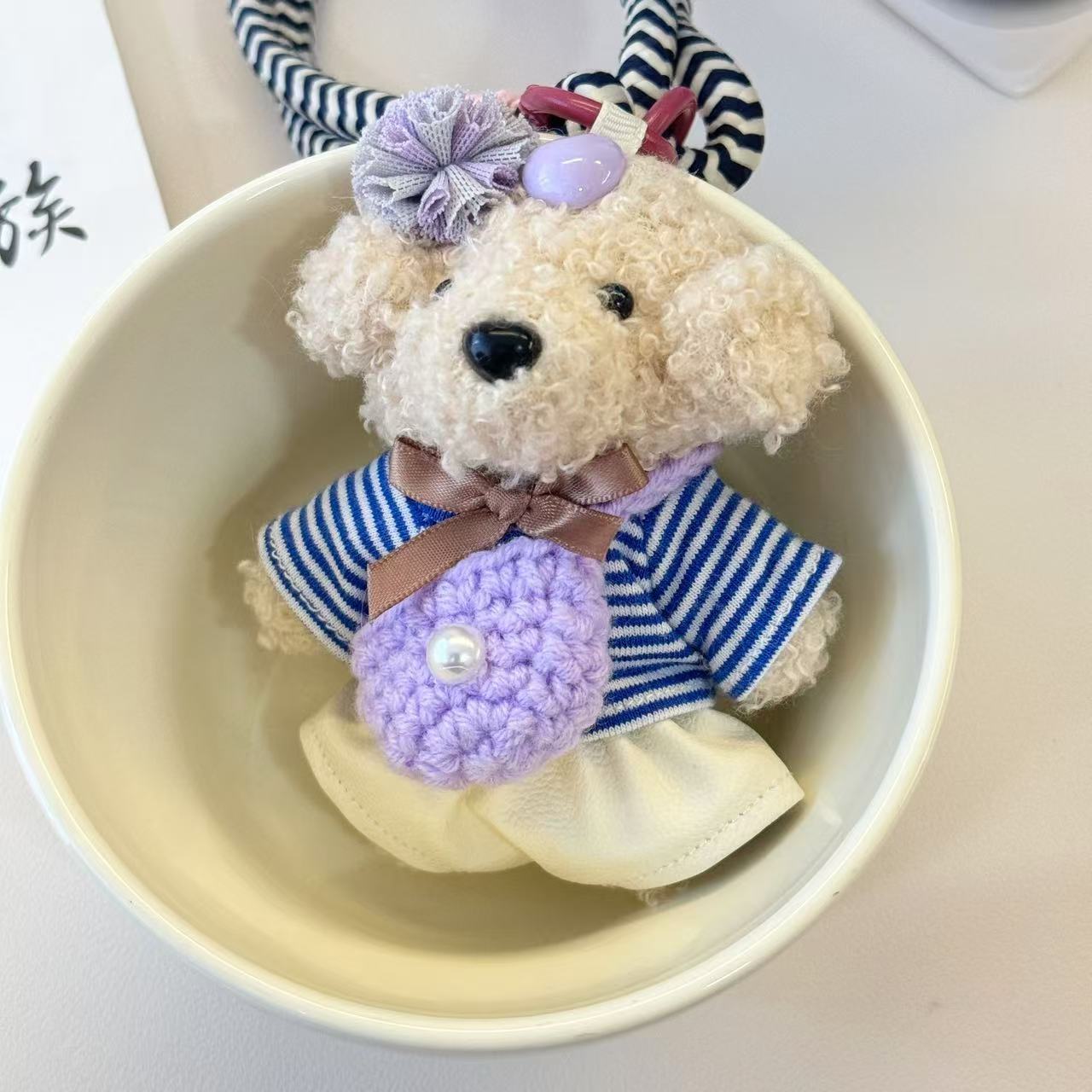 파란색 격자 무늬 반팔 개