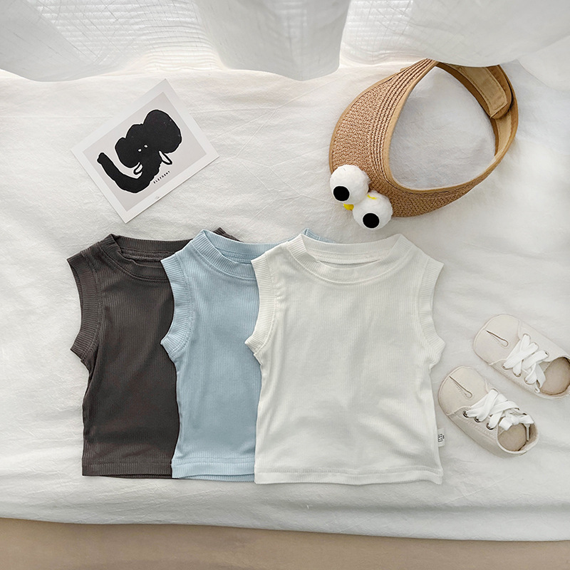 Se deben ingresar modelos explosivos ~ Nuevos productos de verano para niños coreanos 2025, chaleco fino y fresco, camiseta sin mangas para niños y niñas de moda